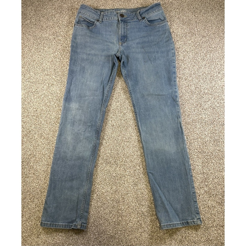 Wrangler Women's Straight Leg Jeans Size 11/12 x 32 Mid Rise Blue Denim